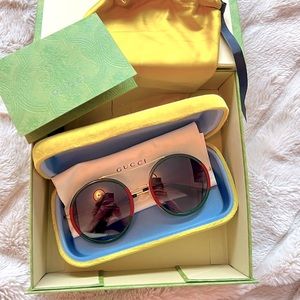 Gucci Web Striped Round Metal Sunglasses **SOLD OUT EVERYWHERE**